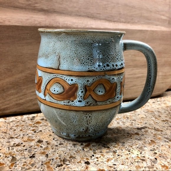 Vintage Japan Speckled Drip Glaze Ceramic Coffee Mug Set of 4 Blue Copper - Picture 2 of 8